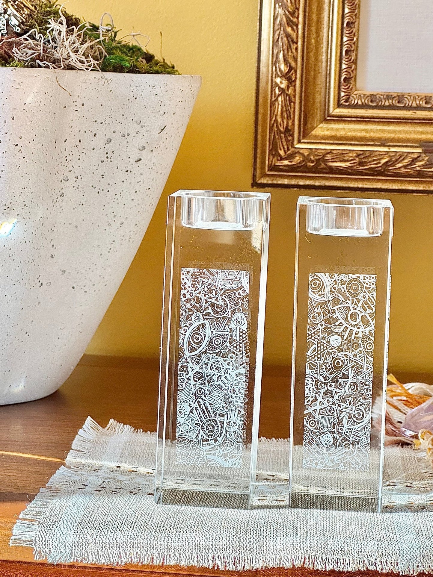 Glass Tealight Candlesticks - JEWISHJOY.co