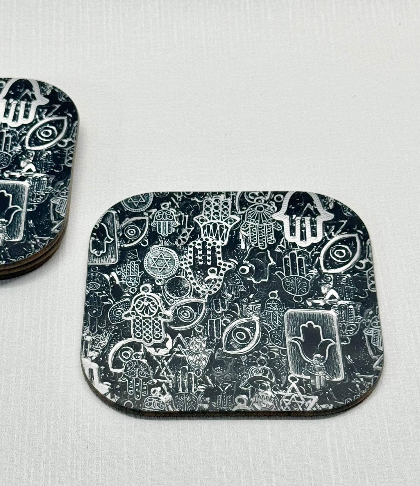 Jewish Drink Coaster Set / Hamsas of Munkatch - JEWISHJOY.co