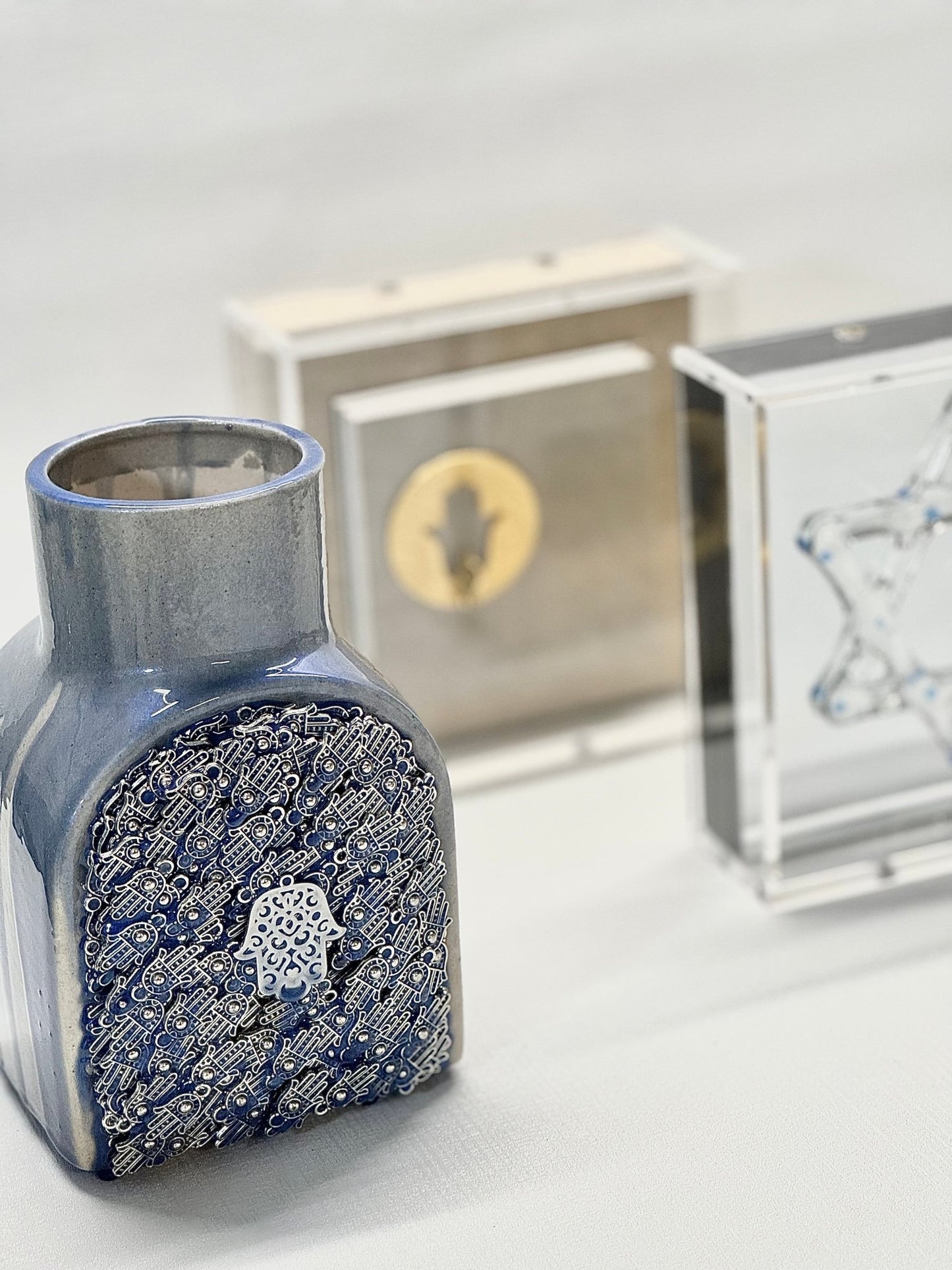 Small Ceramic Vase (blue resin) - JEWISHJOY.co