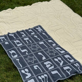 Abstract Aleph Bet | Hebrew Alphabet Throw Blanket - JEWISHJOY.co