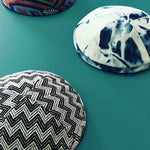 Black / White Patterned Kippah - JEWISHJOY.co