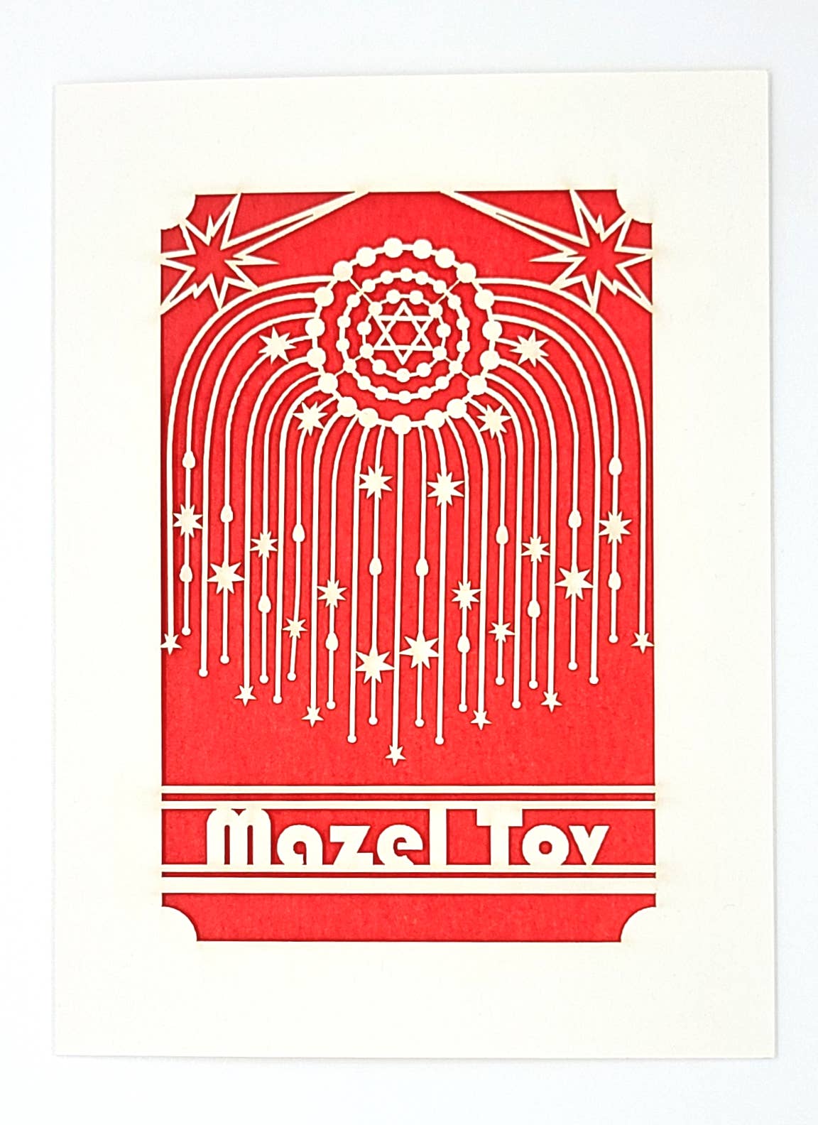 Card | Red Lasercut Mazel Tov - JEWISHJOY.co