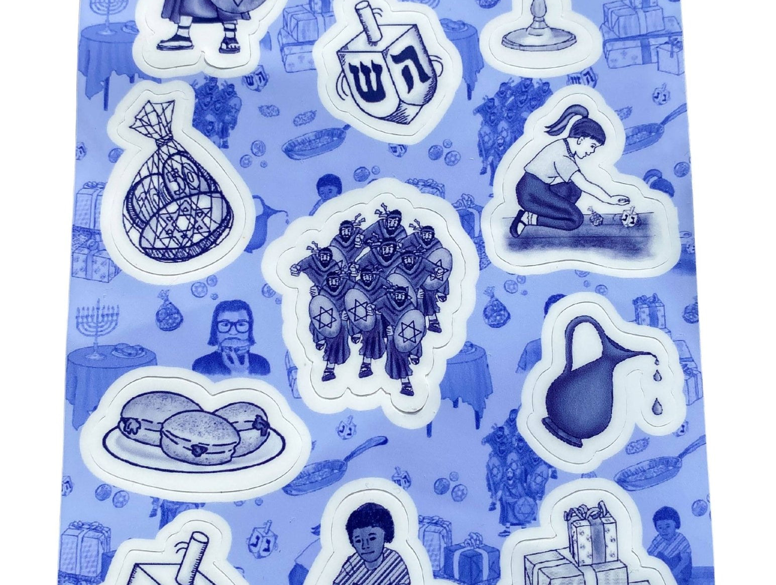 Chanukah - Hanukkah Toile Sticker Sheet - JEWISHJOY.co