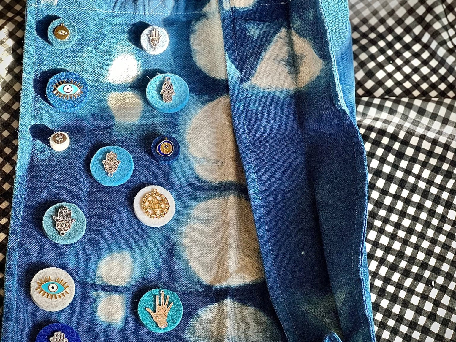 Embellished Shibori Dyed Tote Bag - 03 - JEWISHJOY.co