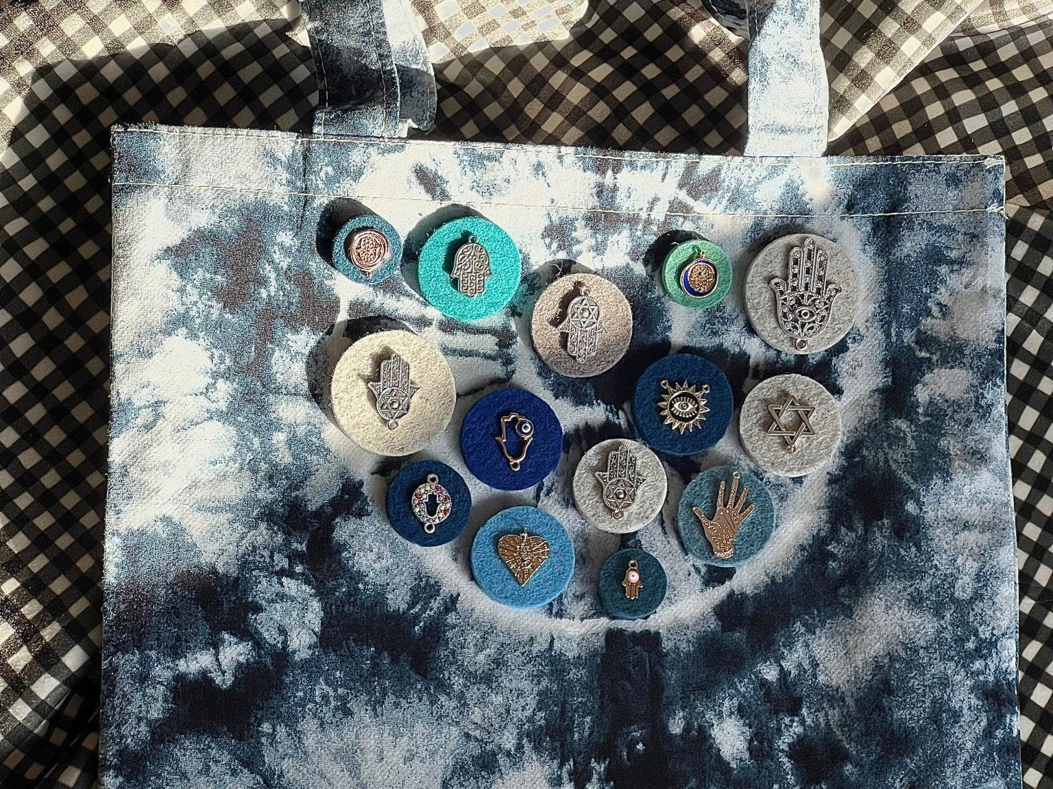 Embellished Tie Dye Print Tote Bag - JEWISHJOY.co