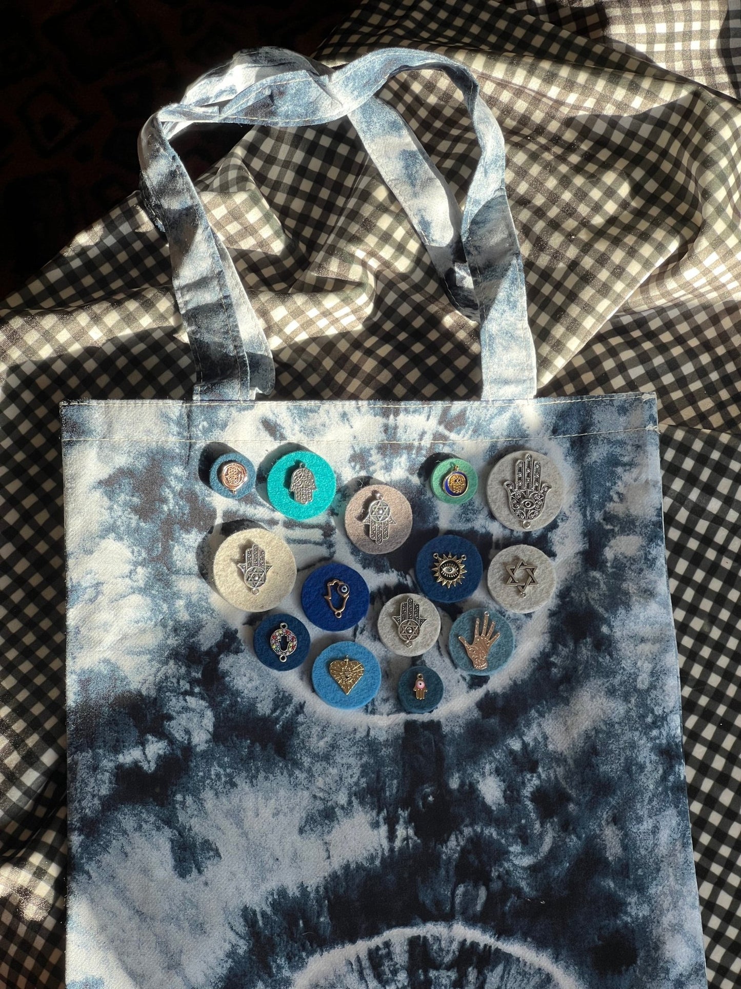 Embellished Tie Dye Print Tote Bag - JEWISHJOY.co