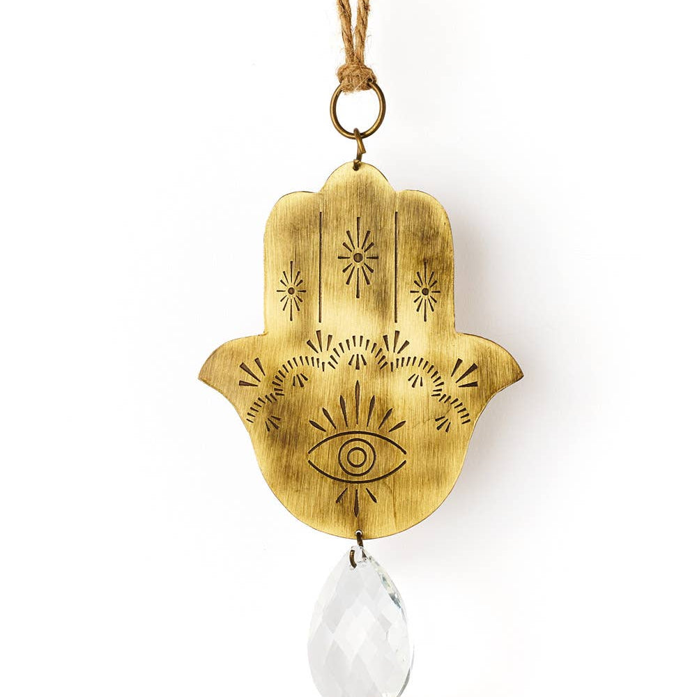 Engraved Brass Hamsa Suncatcher - JEWISHJOY.co