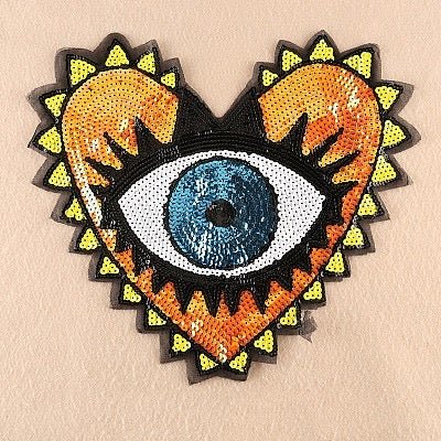 Evil Eye Heart Patch (10”) | Orange - JEWISHJOY.co