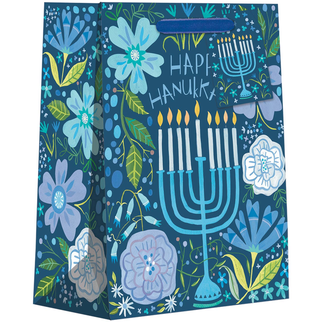 Floral Menorah Gift Bag - Medium - JEWISHJOY.co