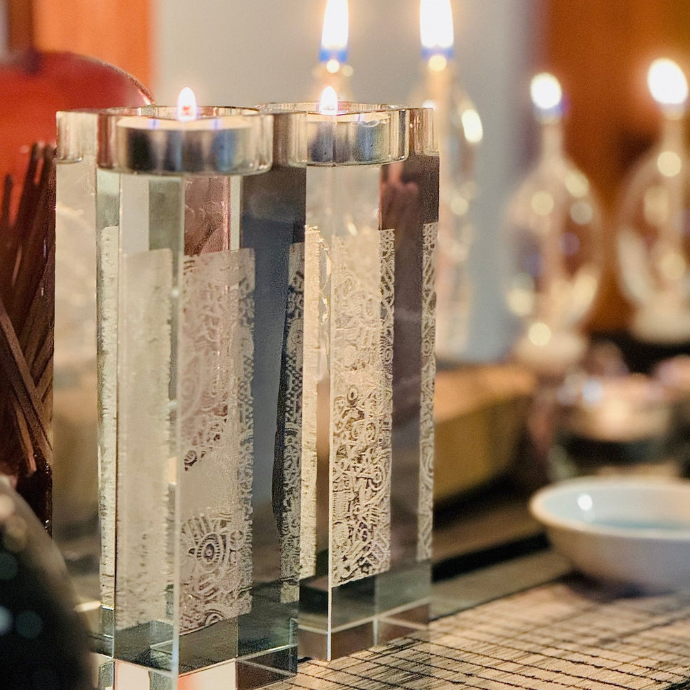 Glass Tealight Candlesticks - JEWISHJOY.co