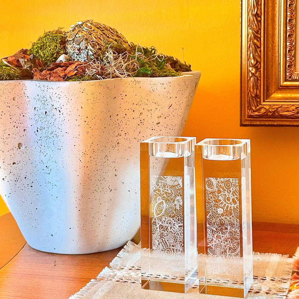 Glass Tealight Candlesticks - JEWISHJOY.co