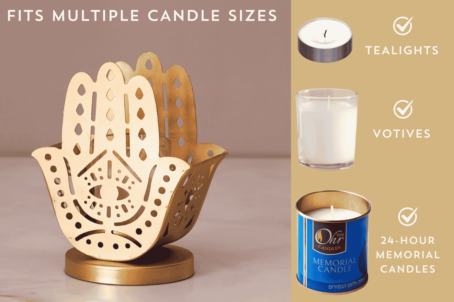 Hamsa Candle Holder - JEWISHJOY.co