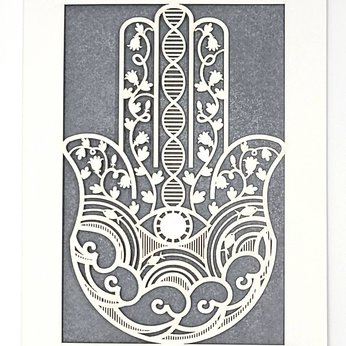 Hamsa Hand Papercut Card - JEWISHJOY.co