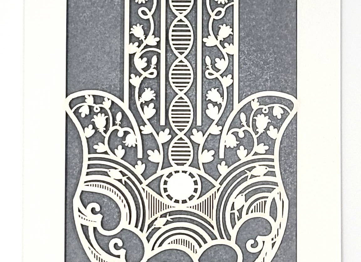 Hamsa Hand Papercut Card - JEWISHJOY.co