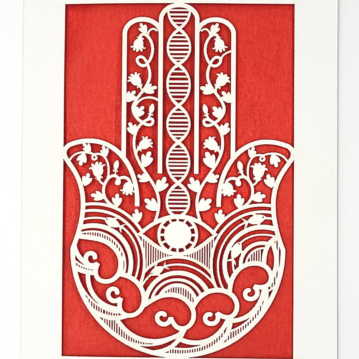 Hamsa Hand Papercut Card - JEWISHJOY.co