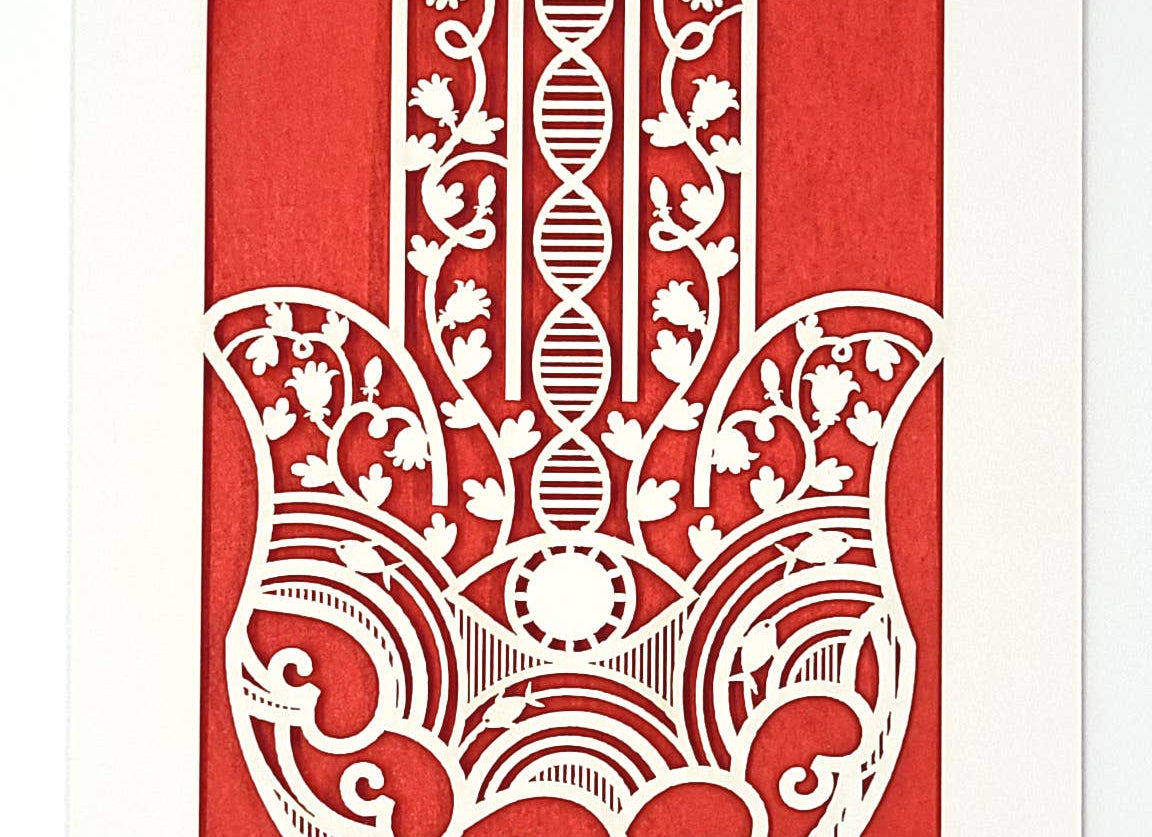 Hamsa Hand Papercut Card - JEWISHJOY.co