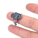 Hamsa Hand Ring with Nana Turquoise Stones - JEWISHJOY.co