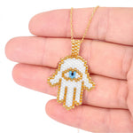 Hamsa Necklace with Seed Beads - JEWISHJOY.co