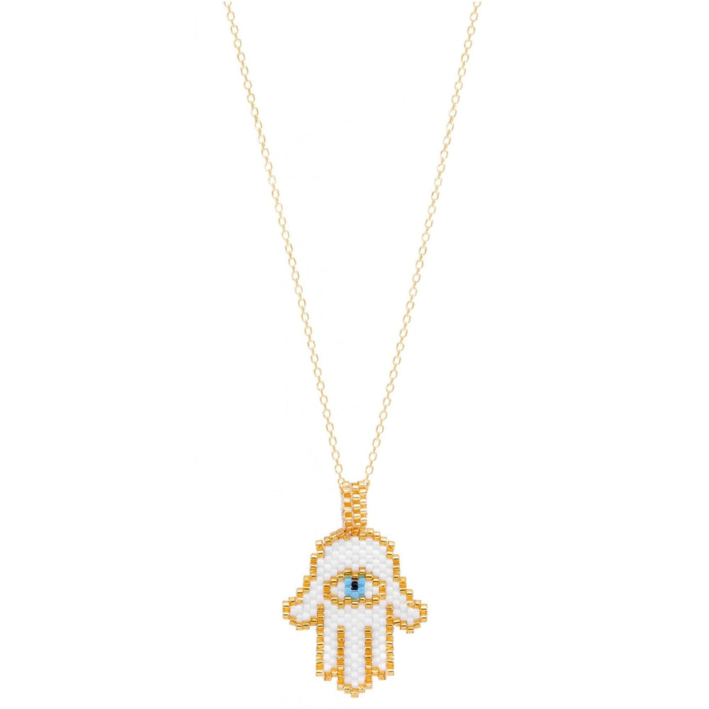 Hamsa Necklace with Seed Beads - JEWISHJOY.co