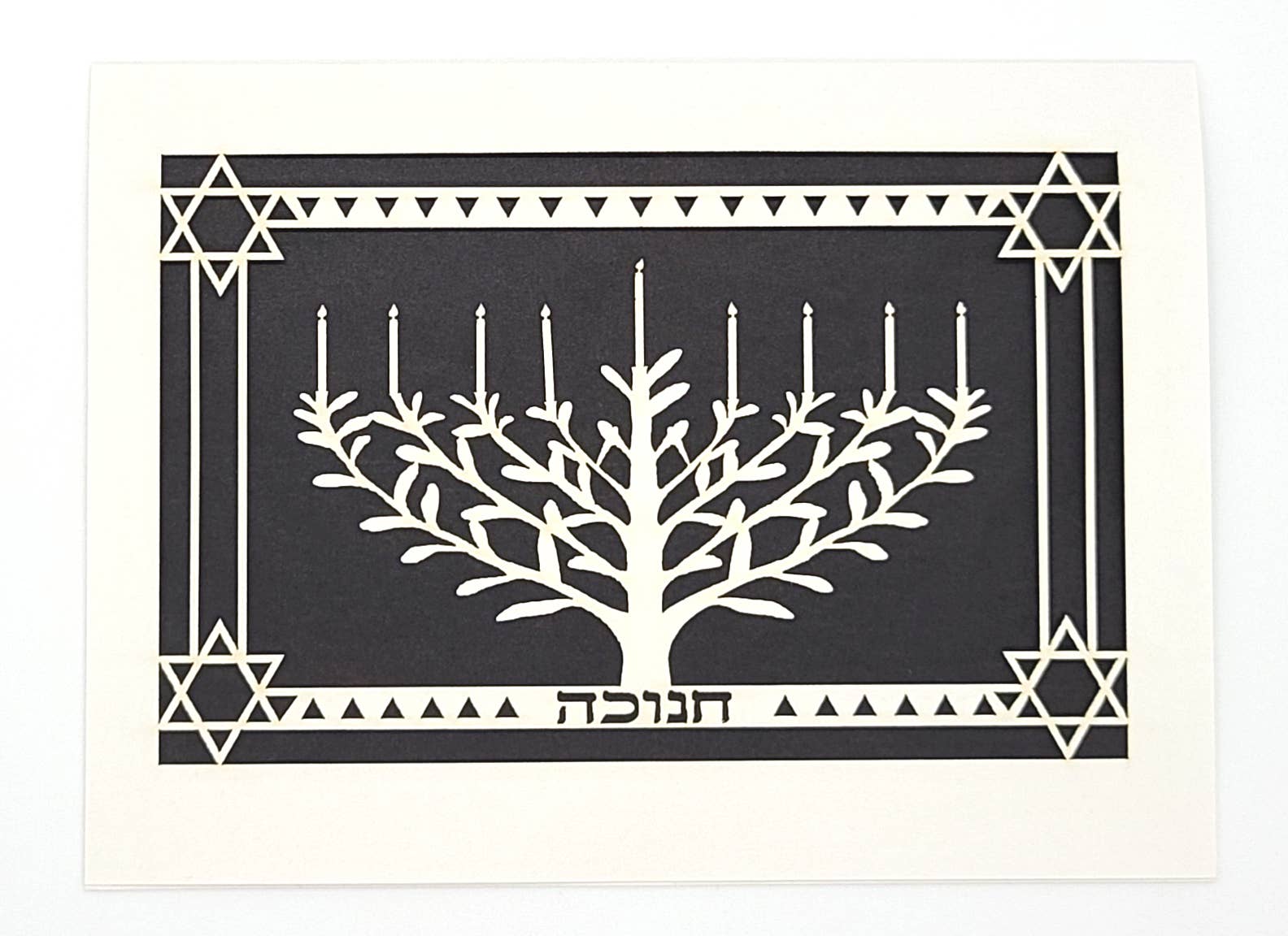 Happy Hanukkah - Menorah Papercut Card - JEWISHJOY.co