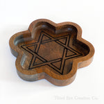 Hardwood Star of David Tray, Natural Dish, Festive Tray - JEWISHJOY.co