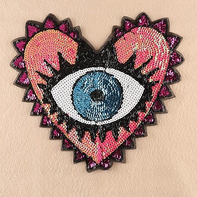 Fuchsia Evil Eye Heart Patch (10”) –