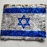 Israel Flag Sequin Secret Message Cosmetic Bag - JEWISHJOY.co