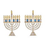 Light The Menorah | Cubic Zirconia Drop Earring - JEWISHJOY.co