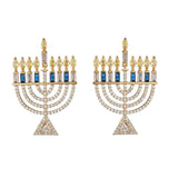 Light The Menorah | Cubic Zirconia Drop Earring - JEWISHJOY.co