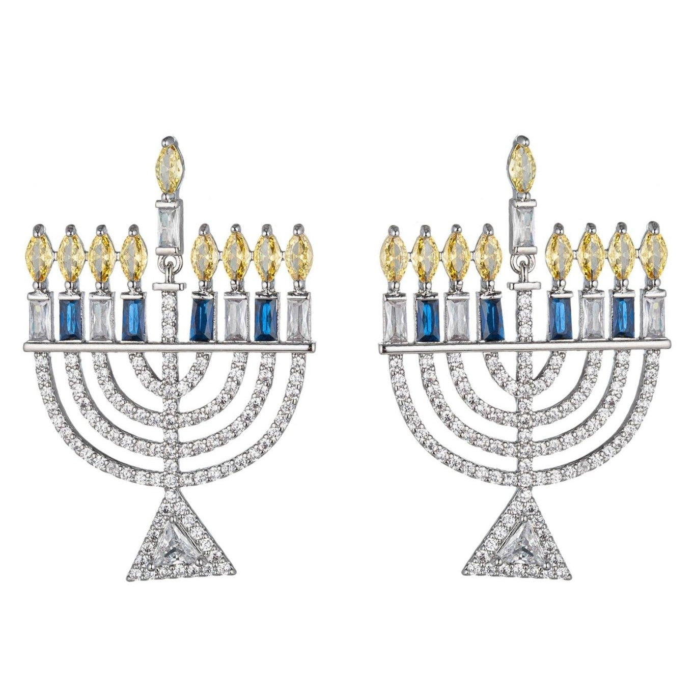 Light The Menorah | Cubic Zirconia Drop Earring - JEWISHJOY.co