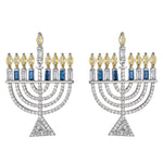 Light The Menorah | Cubic Zirconia Drop Earring - JEWISHJOY.co