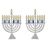 Light The Menorah | Cubic Zirconia Drop Earring - JEWISHJOY.co