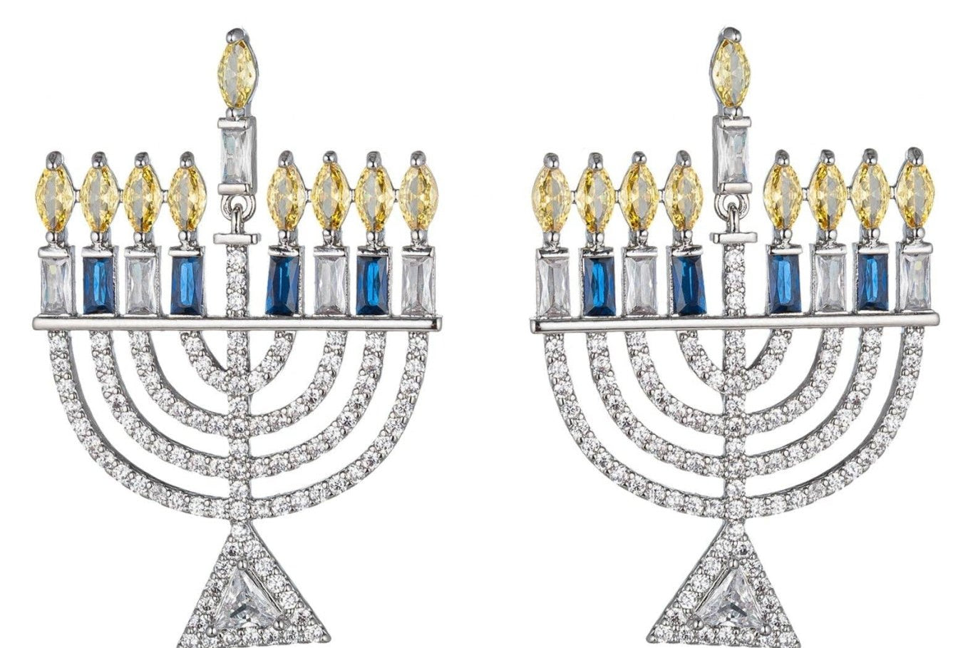 Light The Menorah | Cubic Zirconia Drop Earring - JEWISHJOY.co