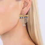 Light The Menorah | Cubic Zirconia Drop Earring - JEWISHJOY.co