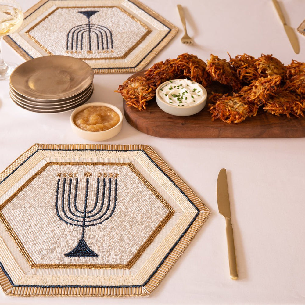 Luna Menorah Beaded Placemat - JEWISHJOY.co