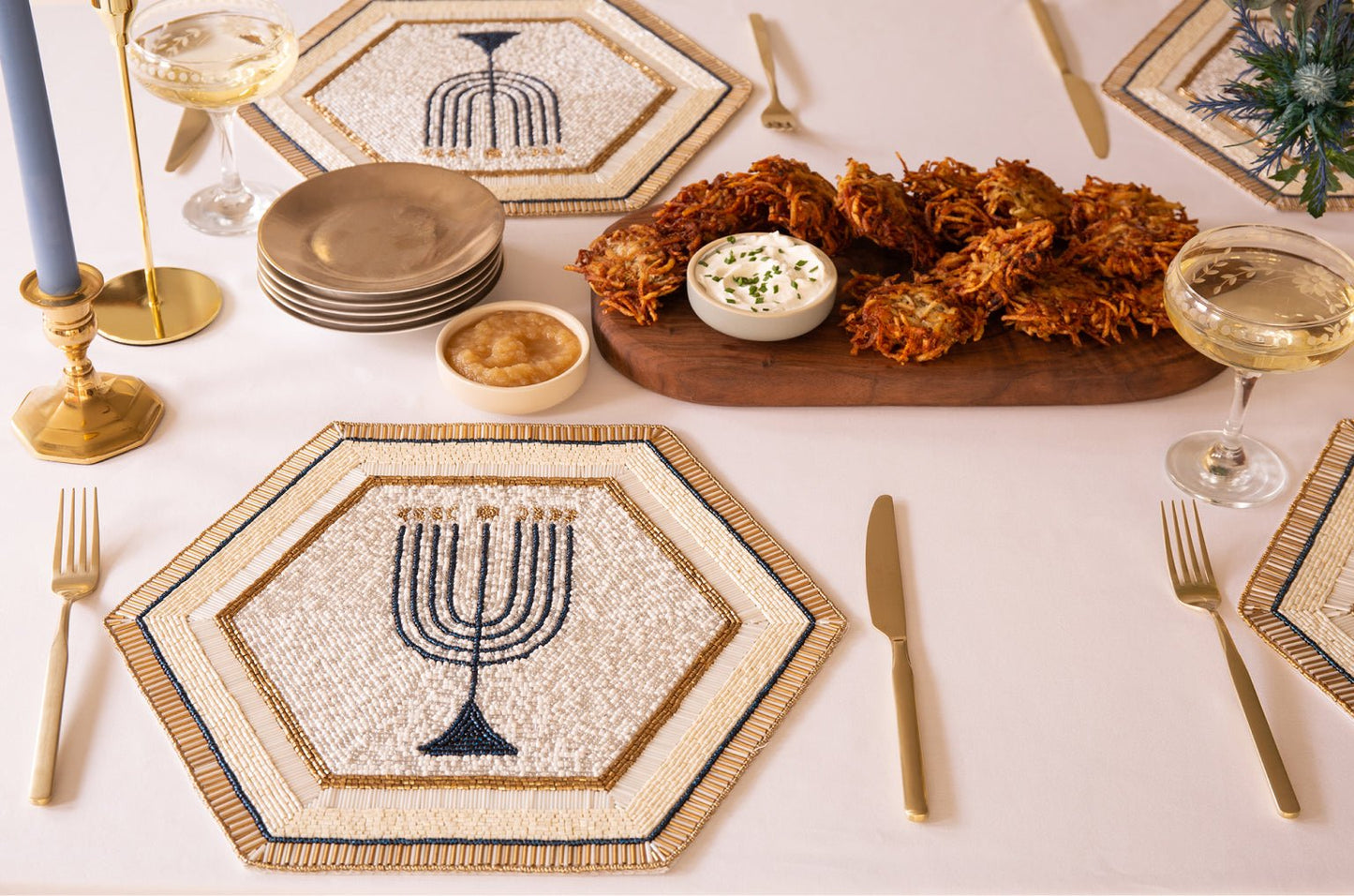 Luna Menorah Beaded Placemat - JEWISHJOY.co