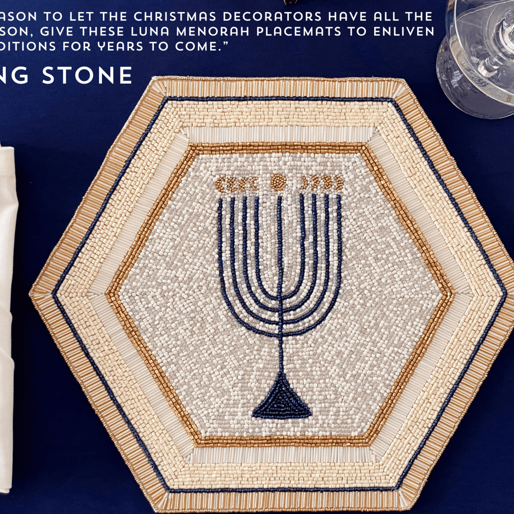 Luna Menorah Beaded Placemat - JEWISHJOY.co