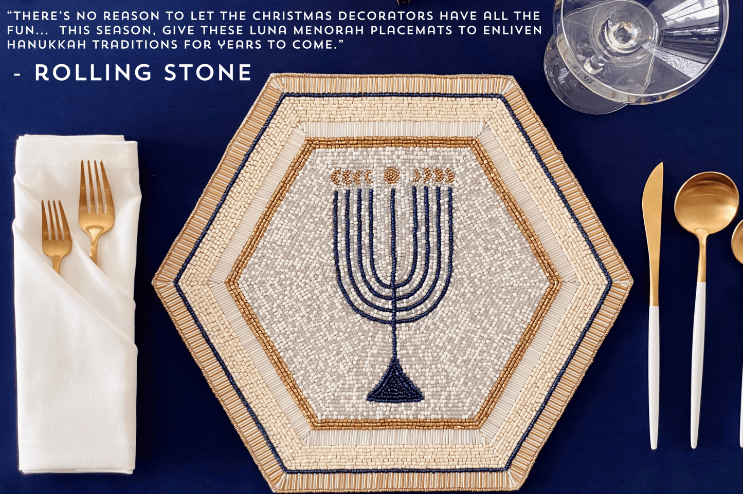 Luna Menorah Beaded Placemat - JEWISHJOY.co