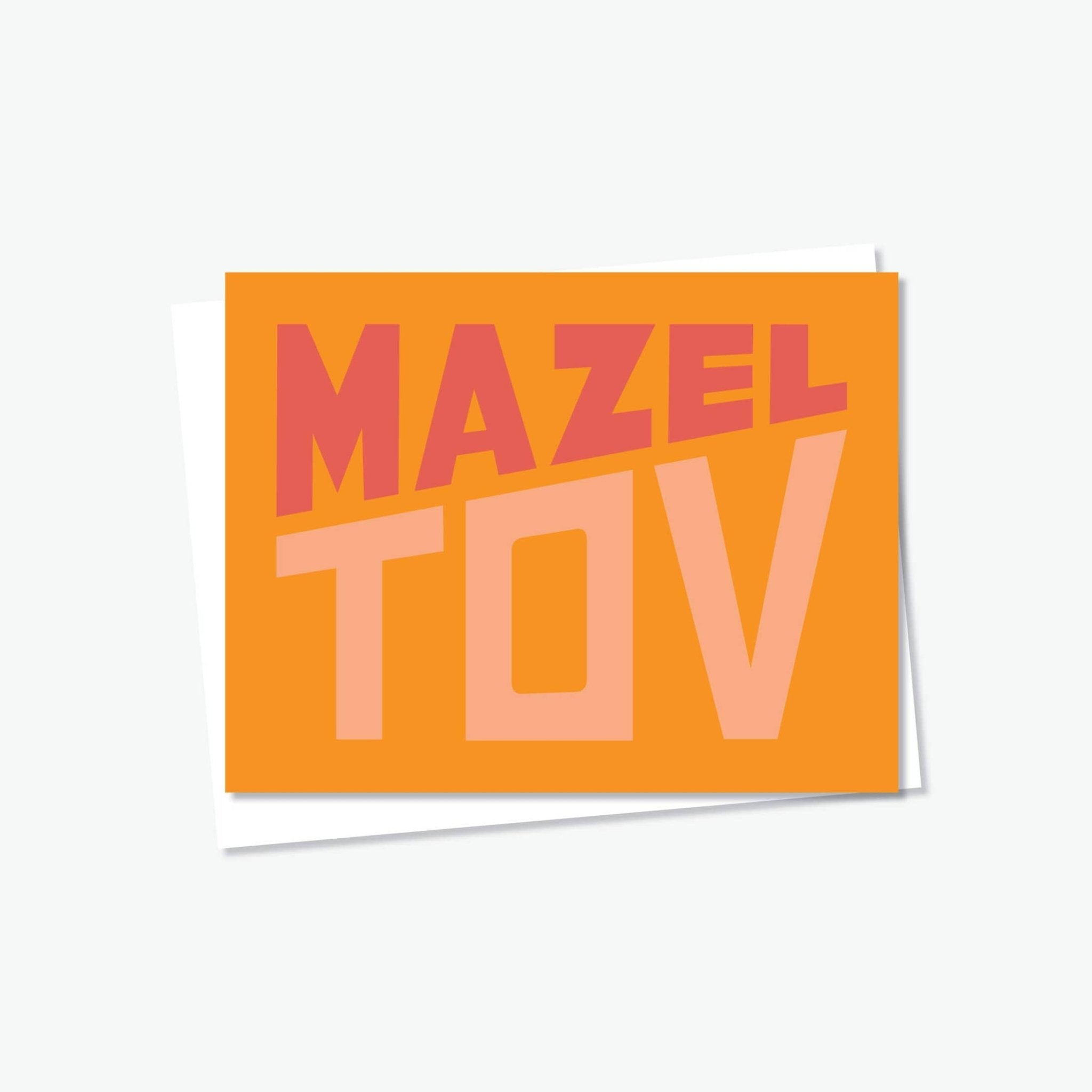 Mazel Tov in Orange Card - JEWISHJOY.co