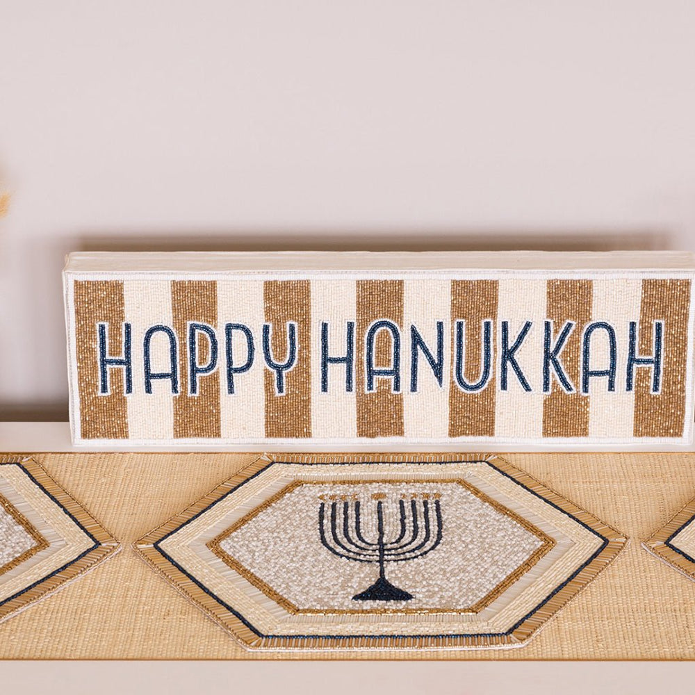 Nava Happy Hanukkah Beaded Sign - JEWISHJOY.co