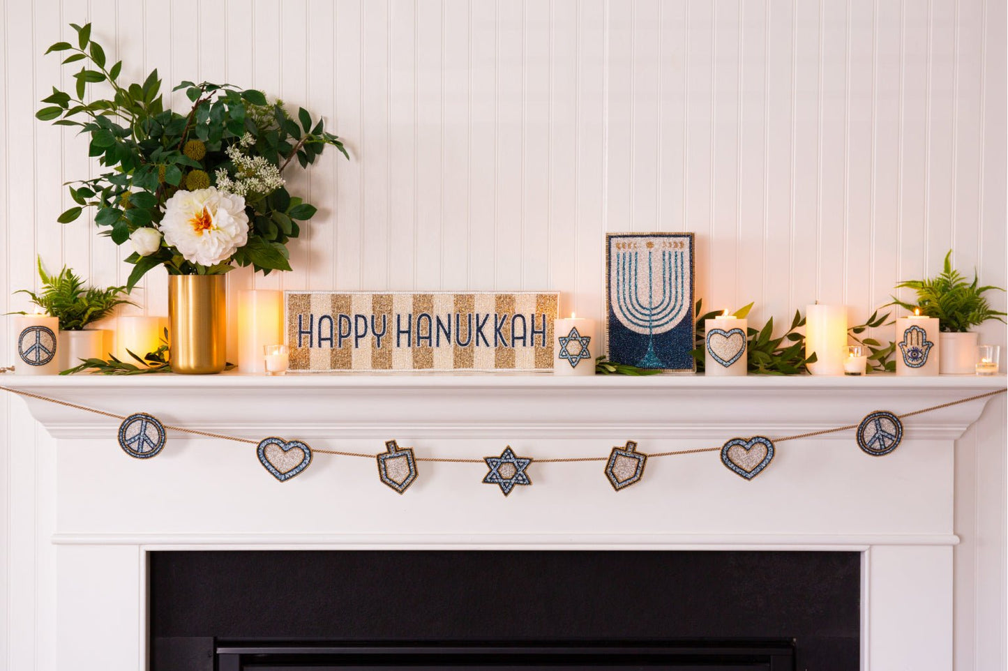 Peace, Love & Dreidel Garland - JEWISHJOY.co