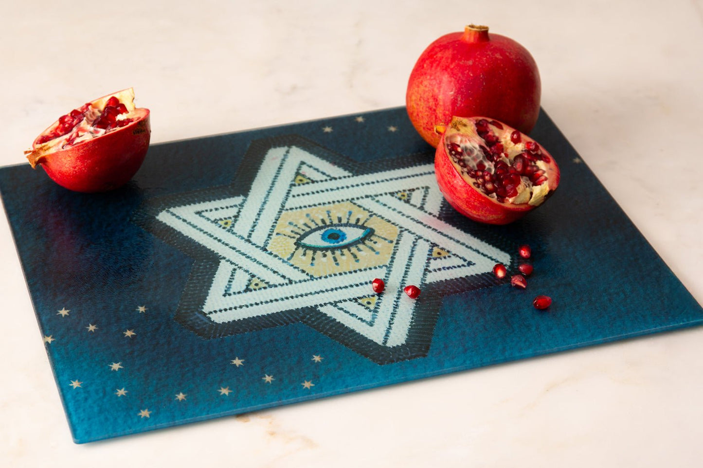 Sapira Glass Platter: XL Drip Tray / Latke Board / Challah Board - JEWISHJOY.co