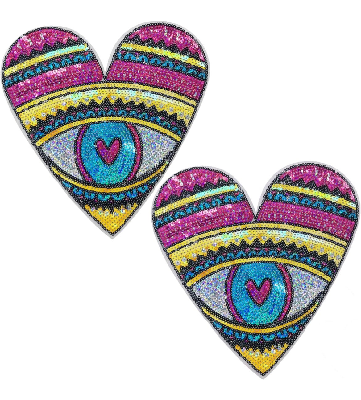 Sequin Heart Multicolor Patches - JEWISHJOY.co