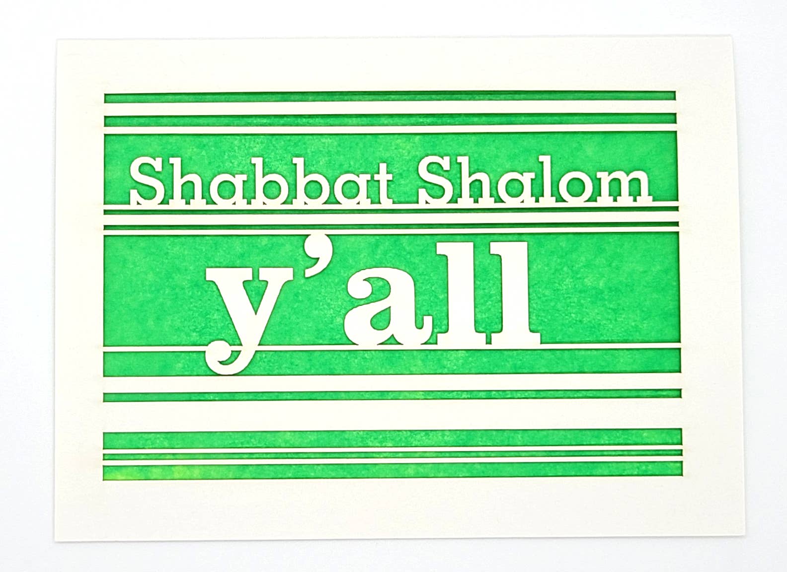 Shabbat Shalom Y'All Papercut Card - JEWISHJOY.co