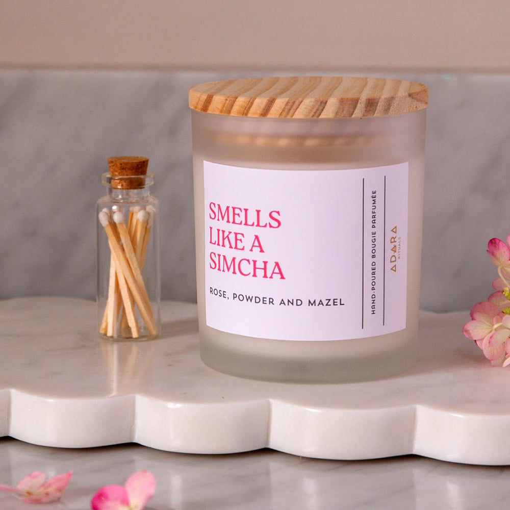 Smells Like A Simcha - Rose, Powder, and Mazel Scented Candle - JEWISHJOY.co
