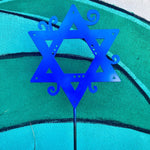 Star of David Garden Pole: 12” / Brilliant Blue - JEWISHJOY.co