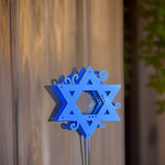 Star of David Garden Pole: 12” / Brilliant Blue - JEWISHJOY.co