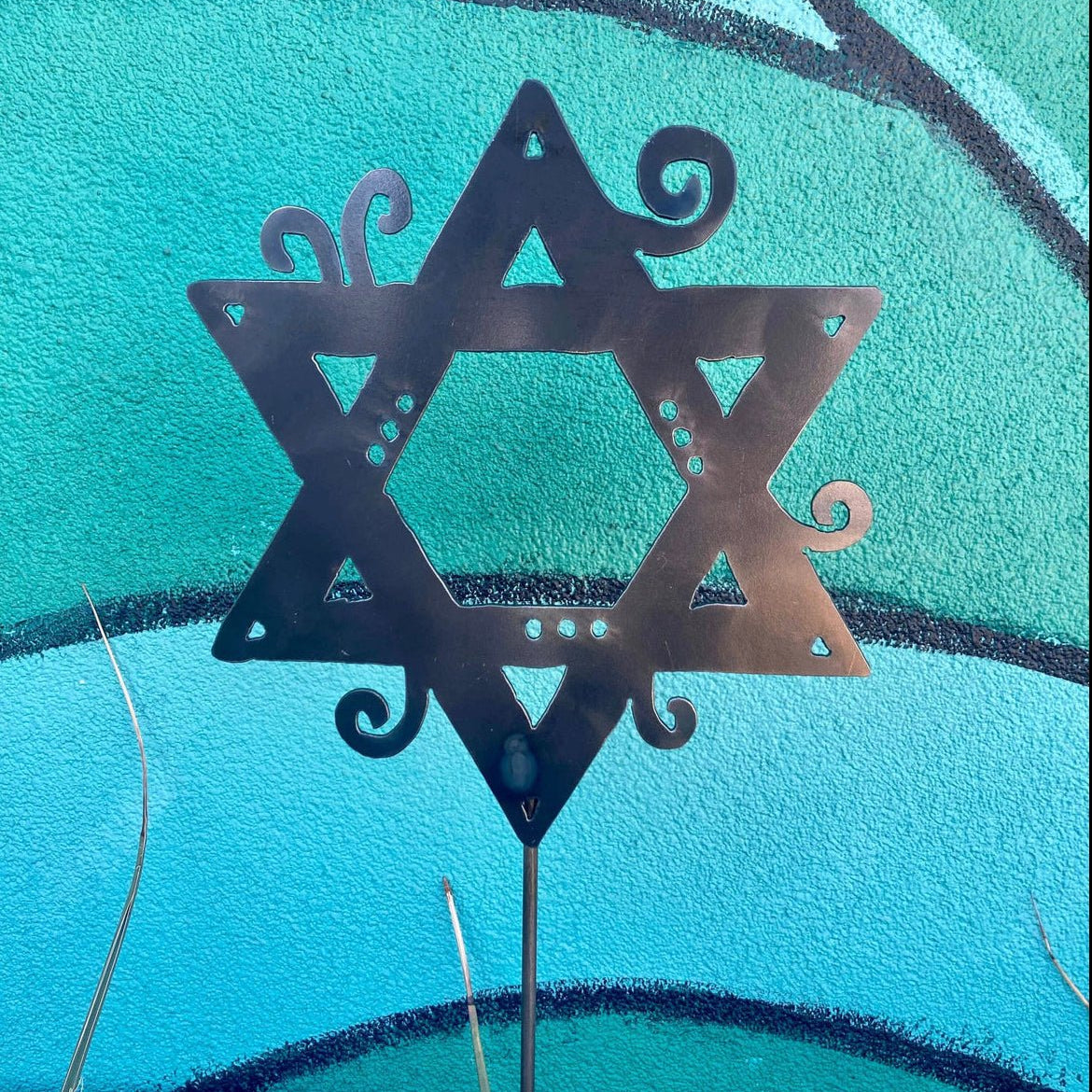 Star of David Garden Pole: 12” / Brilliant Blue - JEWISHJOY.co