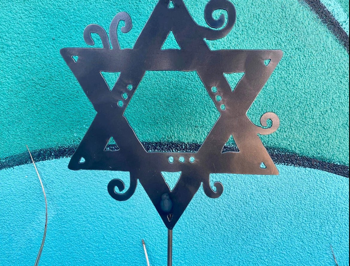 Star of David Garden Pole: 12” / Brilliant Blue - JEWISHJOY.co