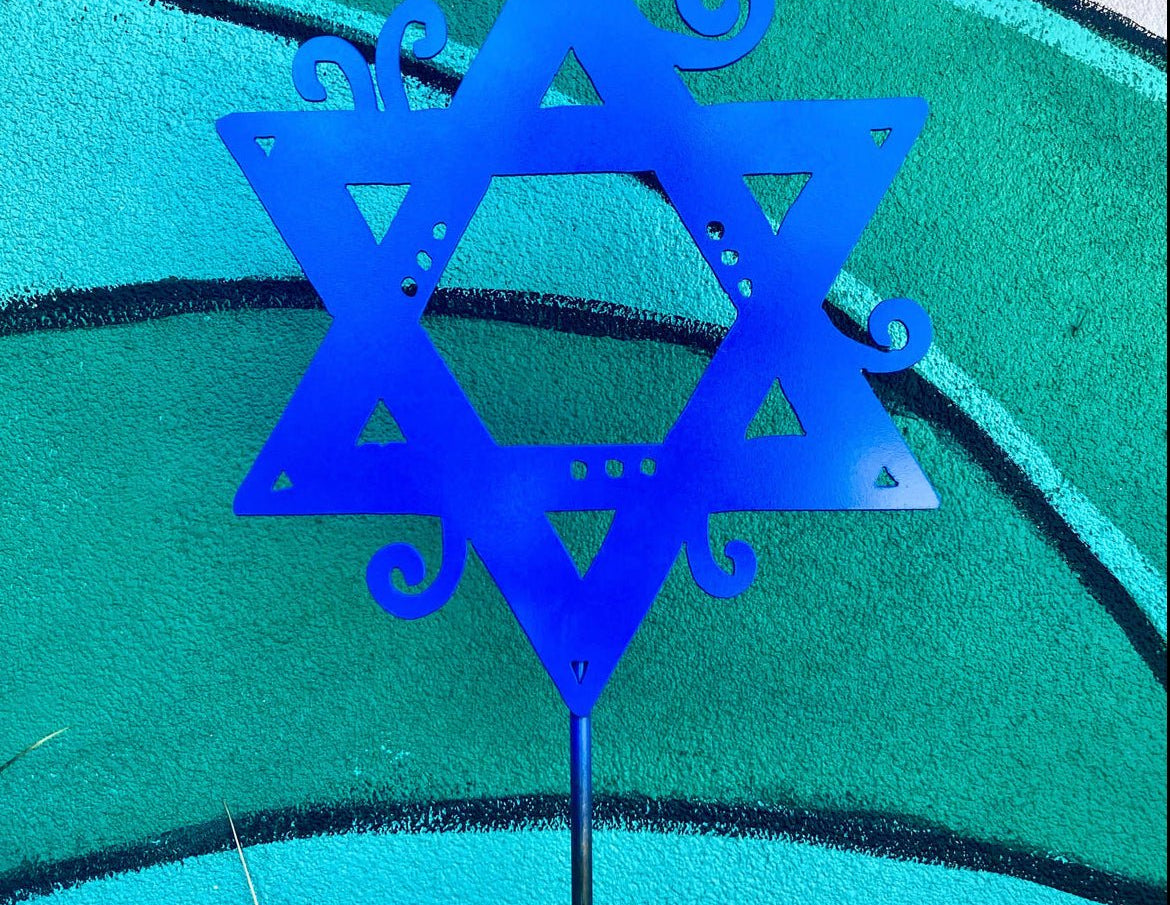 Star of David Garden Pole: 12" / Natural Steel - JEWISHJOY.co